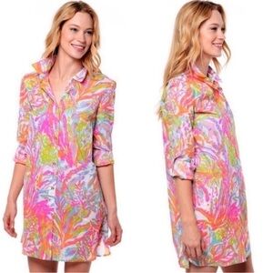 🌴 Lilly Pulitzer Button-Down Beach Cover-Up – Jupiter Island Tunic XS